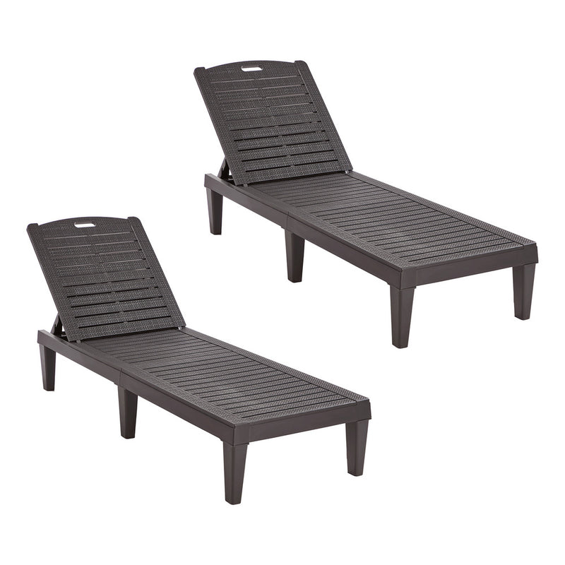 Livsip 2PCS Sun Lounger Patio Outdoor Furniture Brown