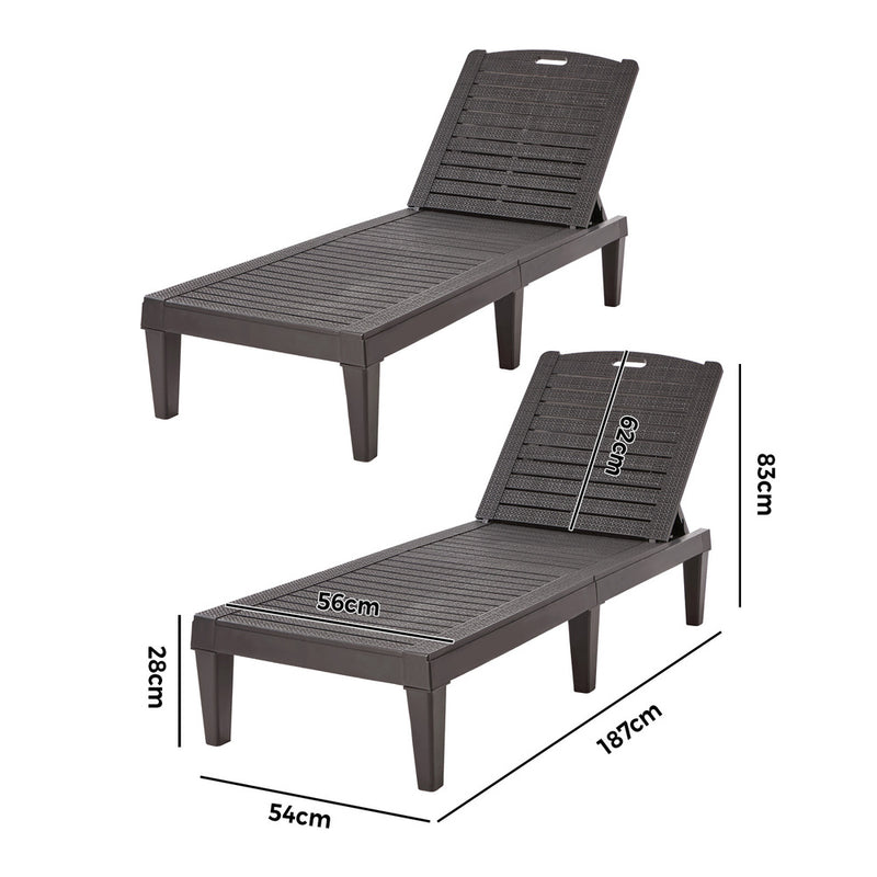 Livsip 2PCS Sun Lounger Patio Outdoor Furniture Brown