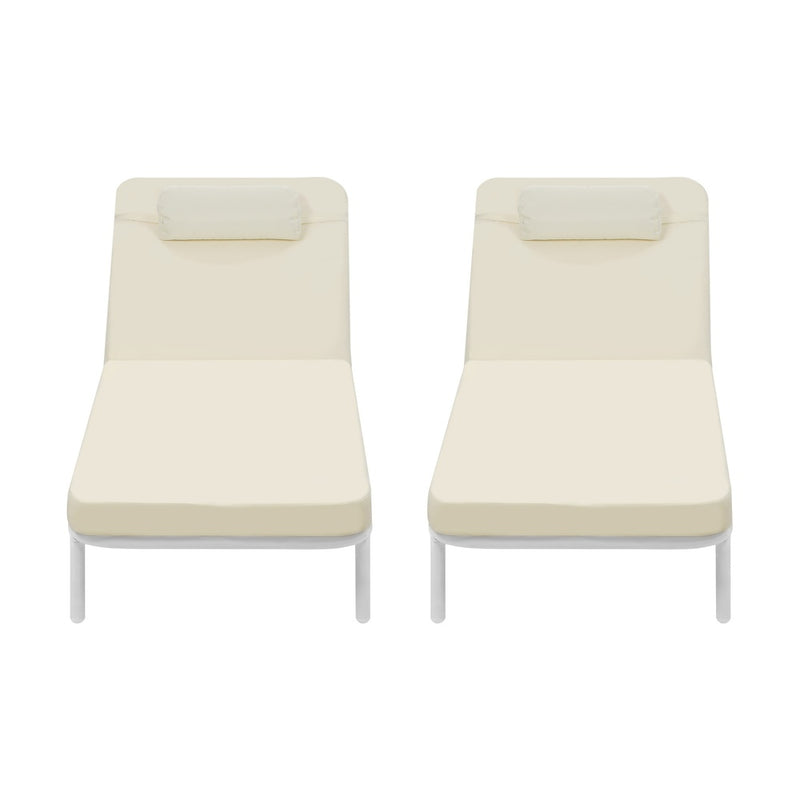 Livsip 3PCS Sun Lounge Outdoor Lounger Set Table Chairs Beige