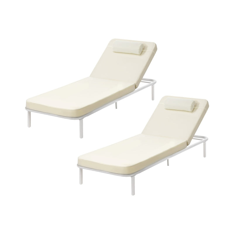 Livsip 3PCS Sun Lounge Outdoor Lounger Set Table Chairs Beige