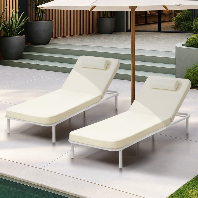 Livsip 2PCS Sun Lounge Outdoor Patio Furniture Setting Beige