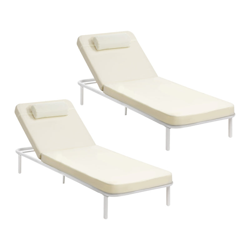 Livsip 2PCS Sun Lounge Outdoor Patio Furniture Setting Beige