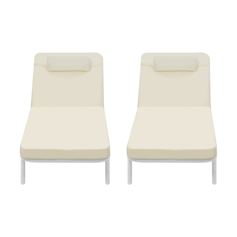 Livsip 2PCS Sun Lounge Outdoor Patio Furniture Setting Beige