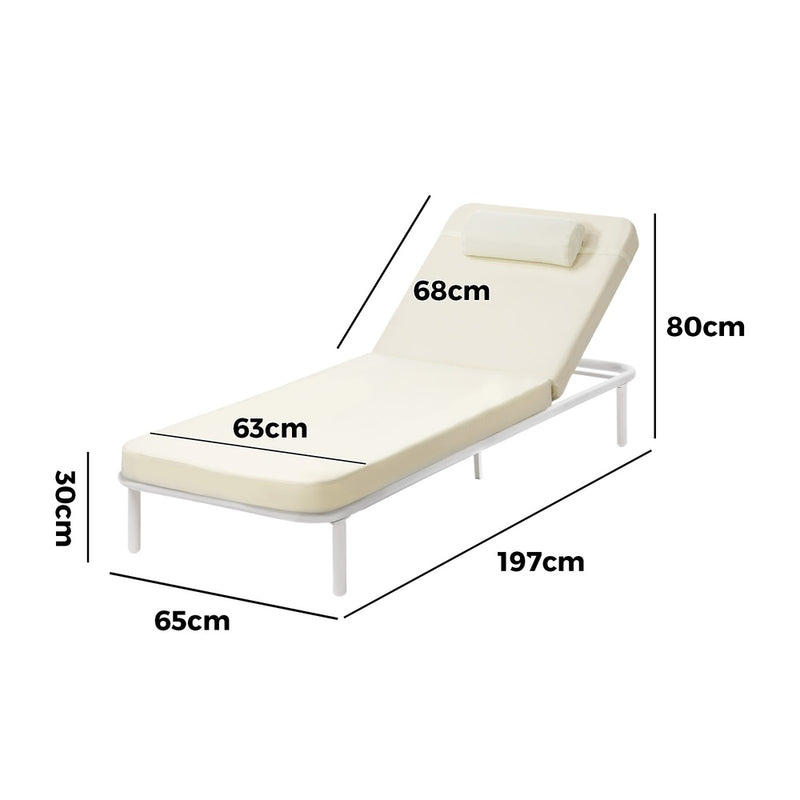 Livsip 2PCS Sun Lounge Outdoor Patio Furniture Setting Beige