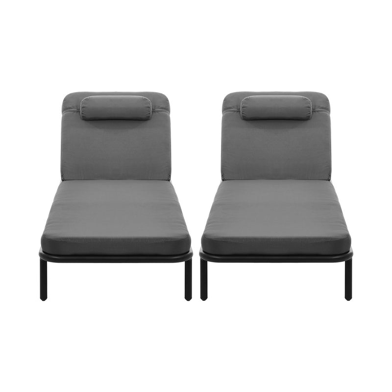 Livsip 3PCS Sun Lounge Outdoor Lounger Set Table Chairs Grey