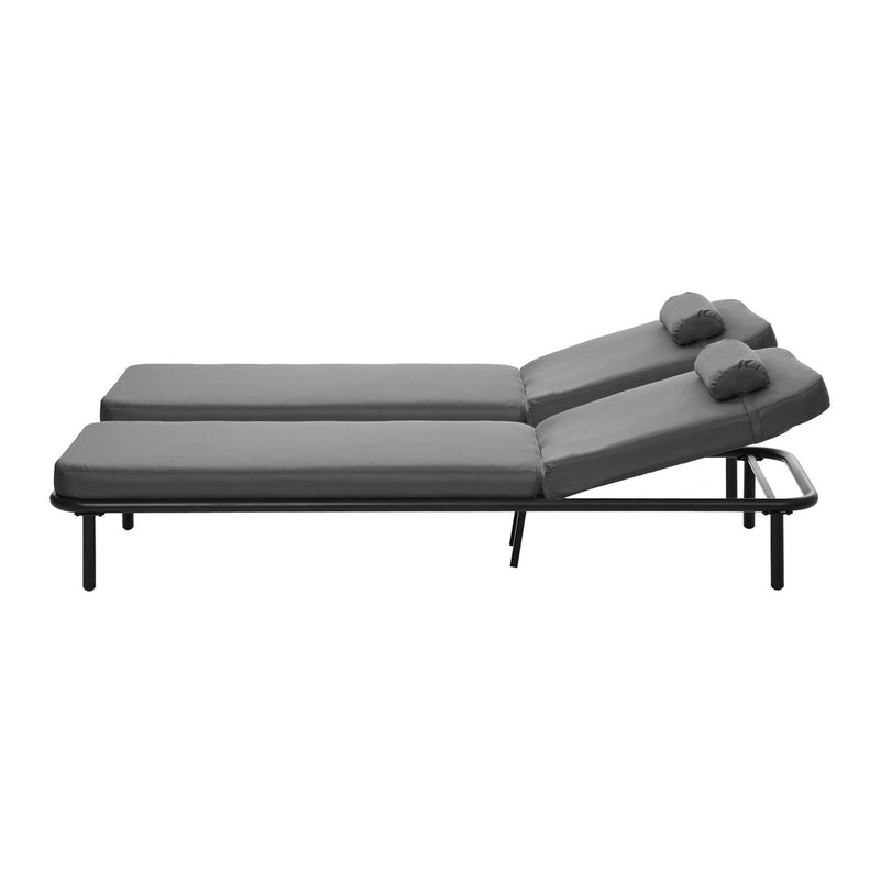 Livsip 3PCS Sun Lounge Outdoor Lounger Set Table Chairs Grey