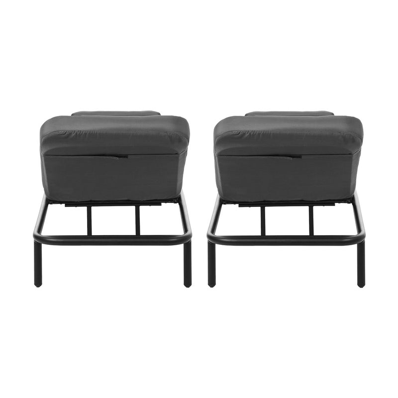 Livsip 3PCS Sun Lounge Outdoor Lounger Set Table Chairs Grey