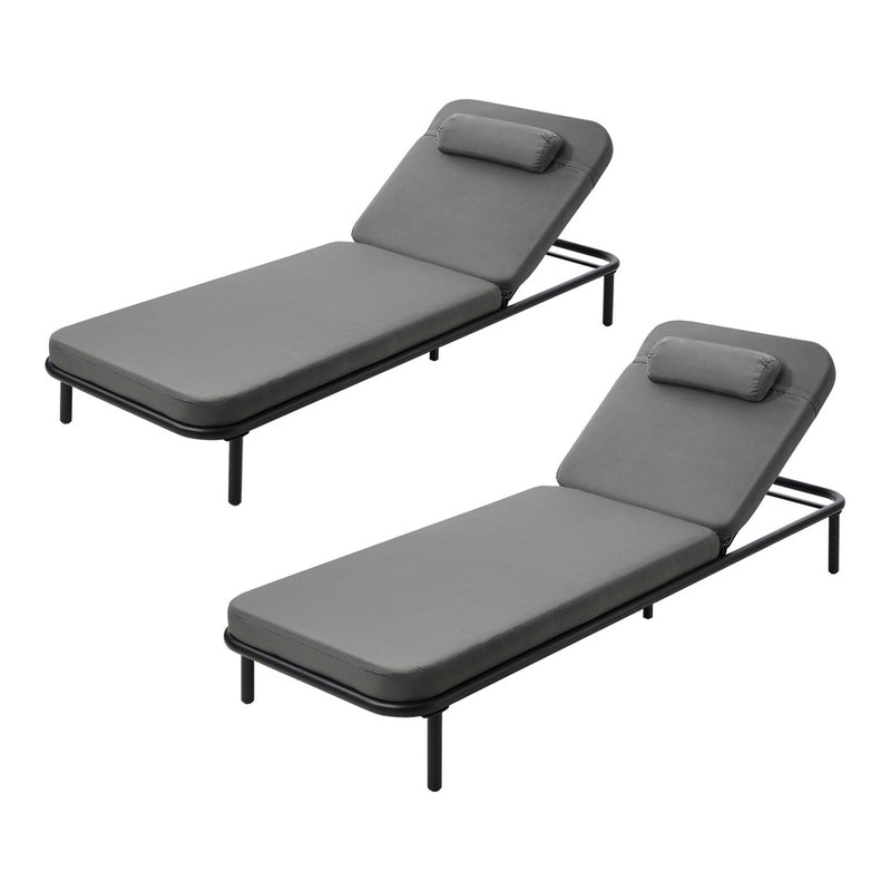 Livsip 2PCS Sun Lounge Outdoor Patio Furniture Setting Grey