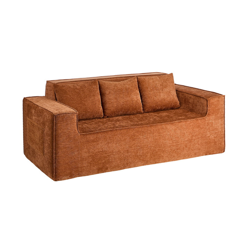 Oikiture Compressed Sofa Box Couch with Storage 195cm Chenille Brown