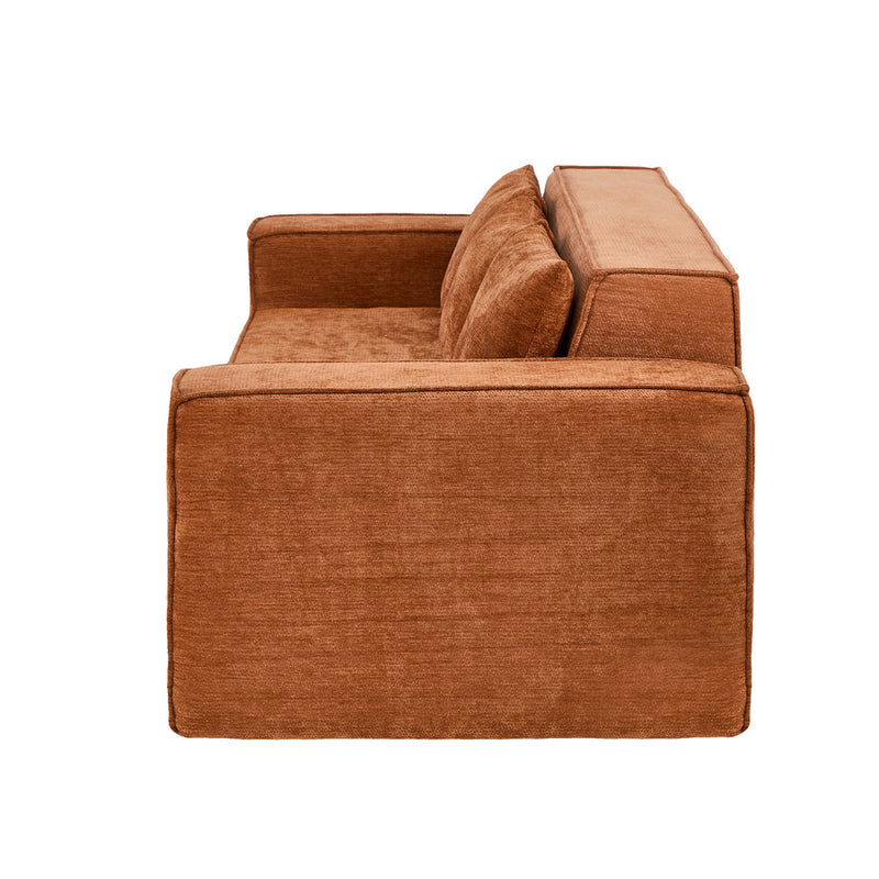 Oikiture Compressed Sofa Box Couch with Storage 195cm Chenille Brown