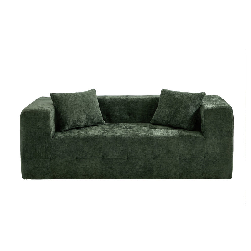 Oikiture Compressed Sofa Box Button Tuft Couch Storage Chenille Green