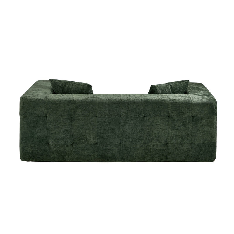 Oikiture Compressed Sofa Box Button Tuft Couch Storage Chenille Green