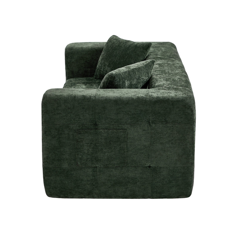 Oikiture Compressed Sofa Box Button Tuft Couch Storage Chenille Green