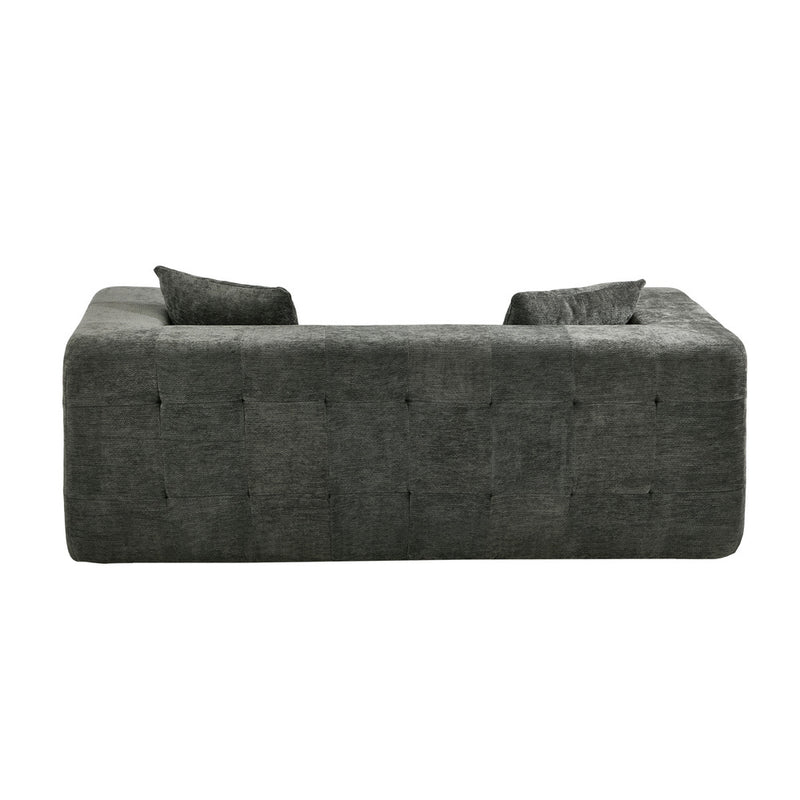 Oikiture Compressed Sofa Box Button Tuft Couch Storage Chenille Grey