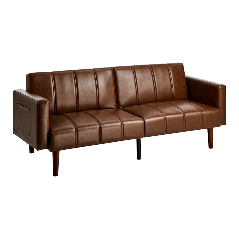 Oikiture 3-Seater Sofa Bed Futon Convertible Recliner Faux Leather