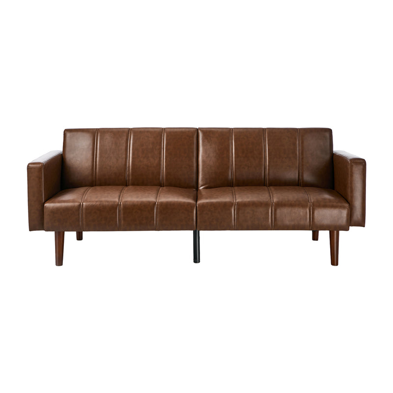 Oikiture 3-Seater Sofa Bed Futon Convertible Recliner Faux Leather