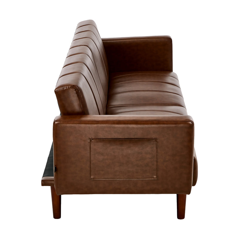 Oikiture 3-Seater Sofa Bed Futon Convertible Recliner Faux Leather