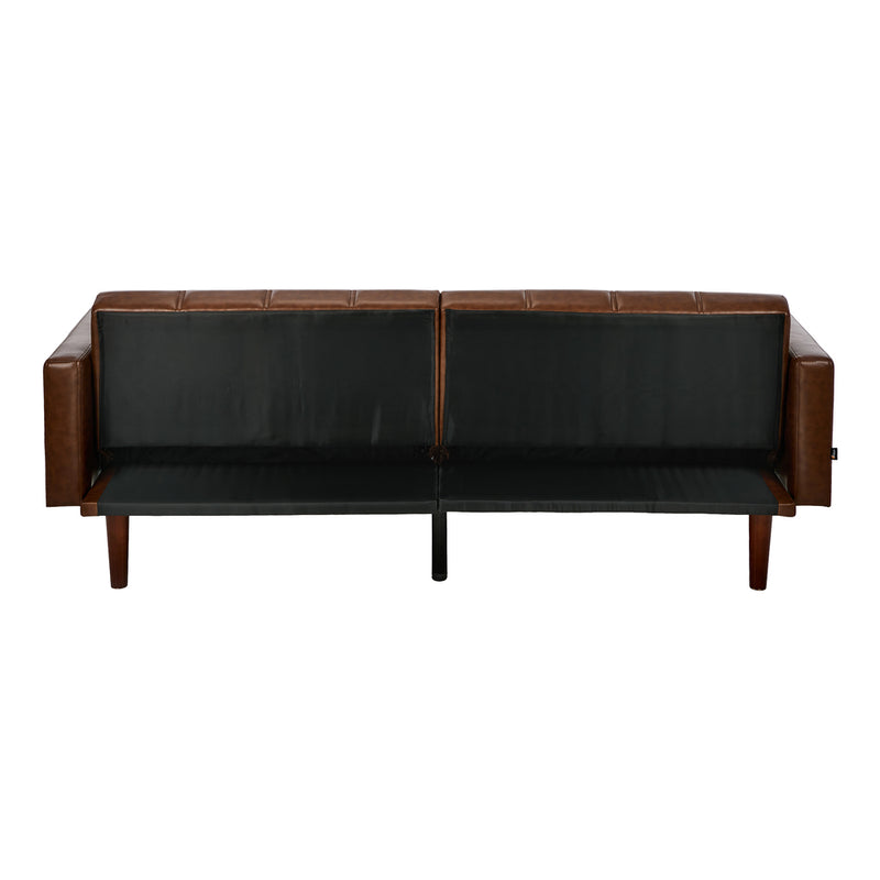 Oikiture 3-Seater Sofa Bed Futon Convertible Recliner Faux Leather