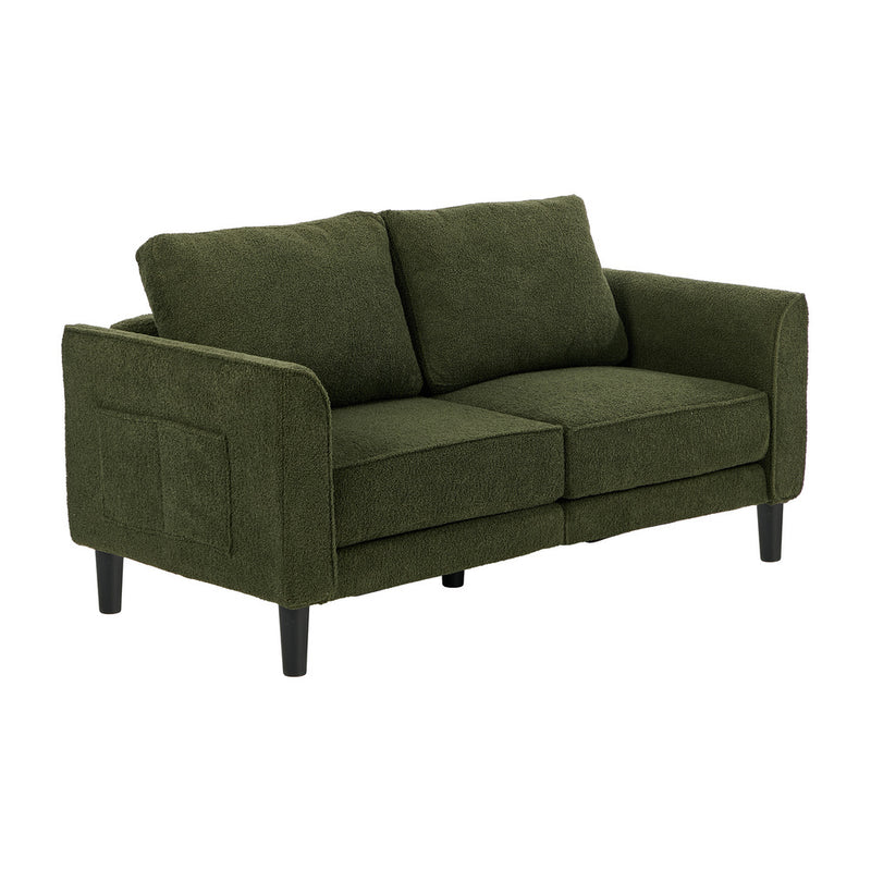 Oikiture 2 Seater Sofa 150cm Boucle Seat Small Couch Storage Green