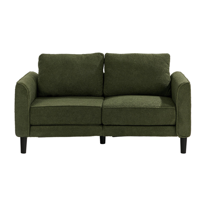 Oikiture 2 Seater Sofa 150cm Boucle Seat Small Couch Storage Green
