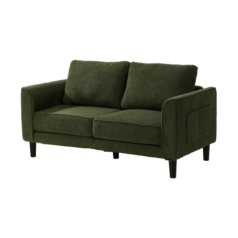 Oikiture 2 Seater Sofa 150cm Boucle Seat Small Couch Storage Green