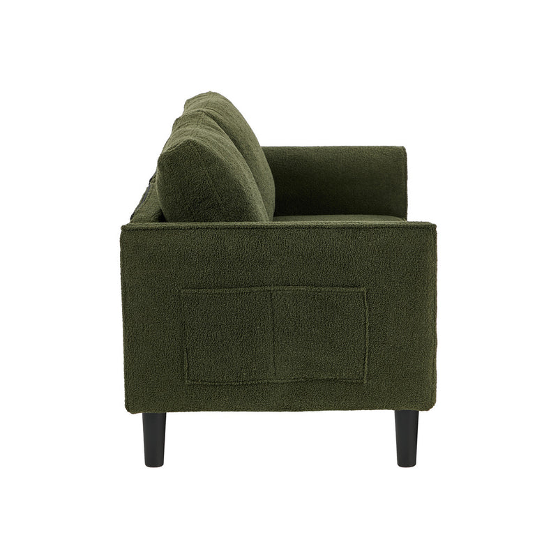 Oikiture 2 Seater Sofa 150cm Boucle Seat Small Couch Storage Green