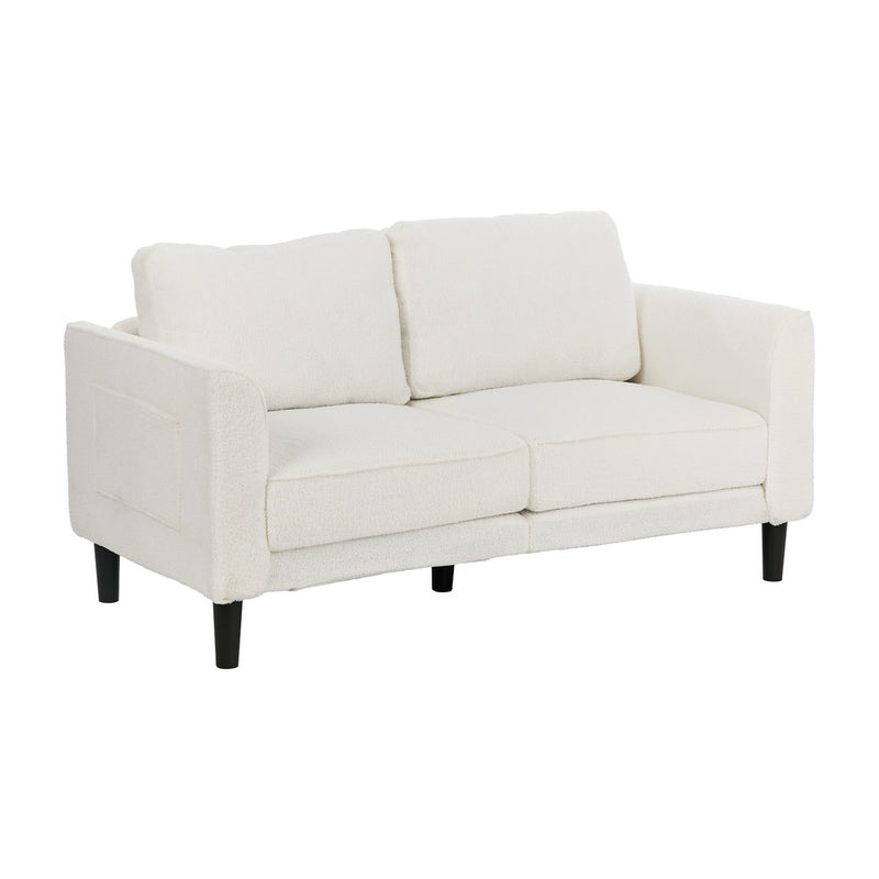 Oikiture 2 Seater Sofa 150cm Boucle Seat Small Couch Storage White