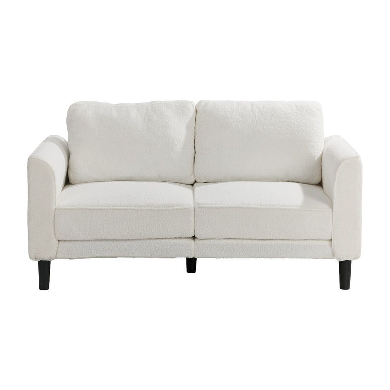 Oikiture 2 Seater Sofa 150cm Boucle Seat Small Couch Storage White