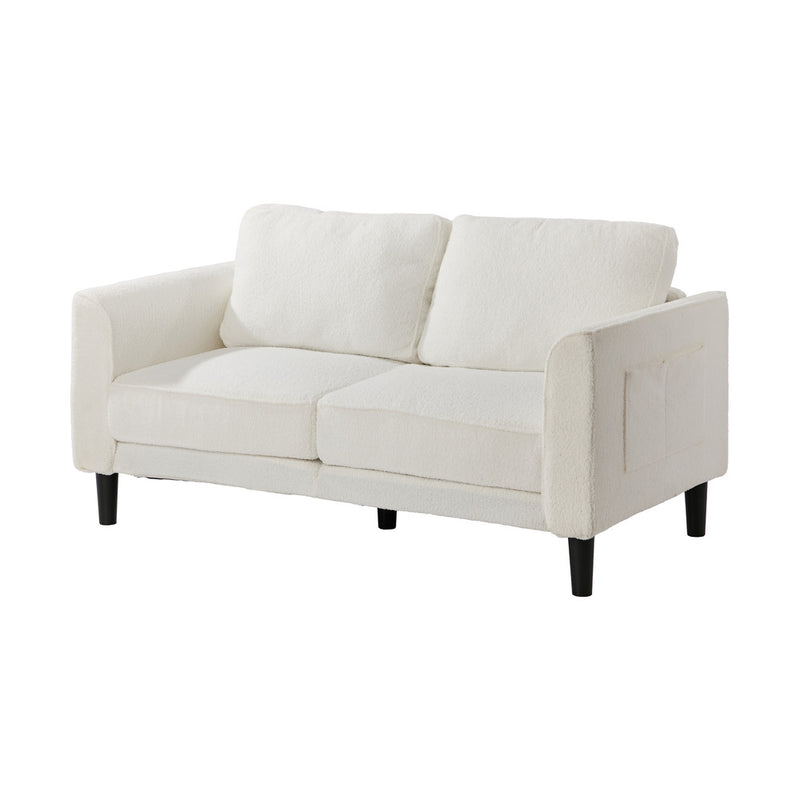 Oikiture 2 Seater Sofa 150cm Boucle Seat Small Couch Storage White