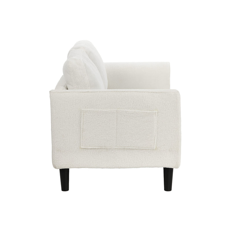 Oikiture 2 Seater Sofa 150cm Boucle Seat Small Couch Storage White