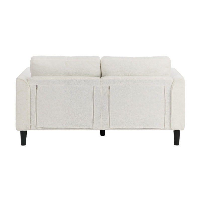 Oikiture 2 Seater Sofa 150cm Boucle Seat Small Couch Storage White