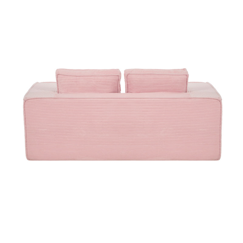 Oikiture Compressed Foam Sofa 2 Seater Pink Couch Corduroy