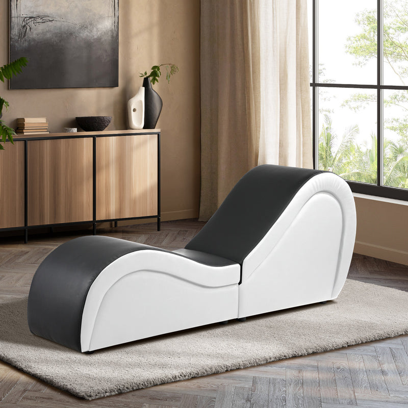 Oikiture Tantra Sofa Love Seat Chaise Lounge Couples Yoga Bed BK&WH