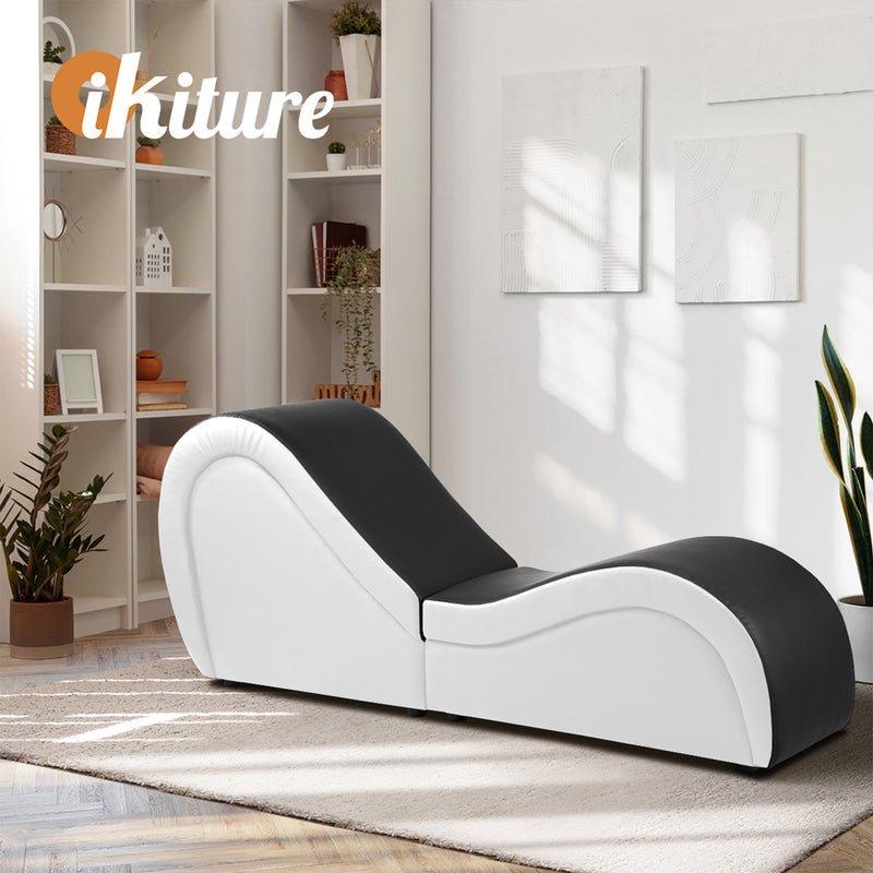 Oikiture Tantra Sofa Love Seat Chaise Lounge Couples Yoga Bed BK&WH