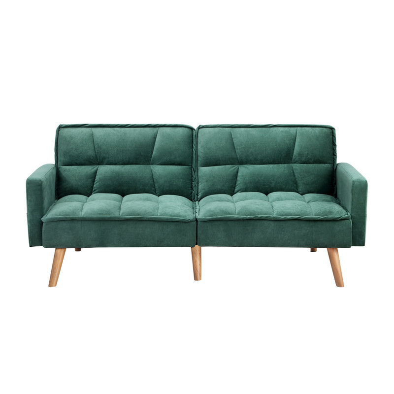 Oikiture Sofa Bed Velvet 3-Seater Green