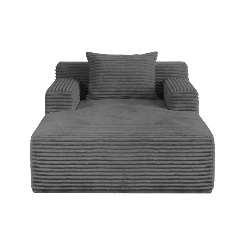 Oikiture Chaise Chair Corduroy Single Sofa Couch Grey