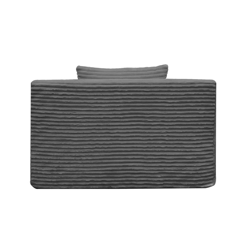 Oikiture Chaise Chair Corduroy Single Sofa Couch Grey