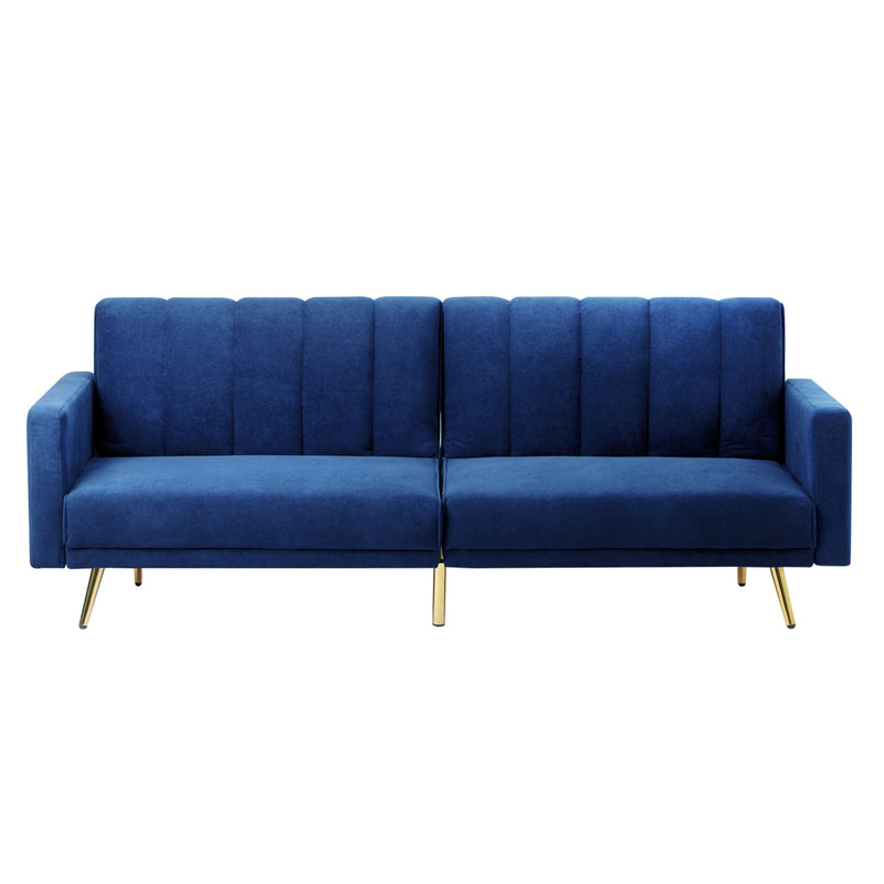 Oikiture 3 Seater Sofa Bed Velvet Blue