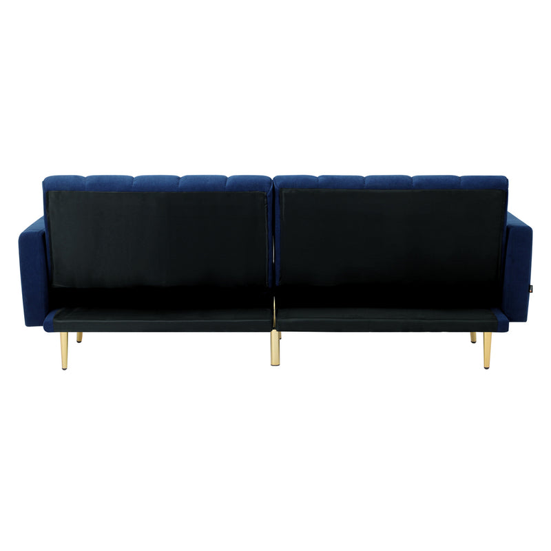 Oikiture 3 Seater Sofa Bed Velvet Blue