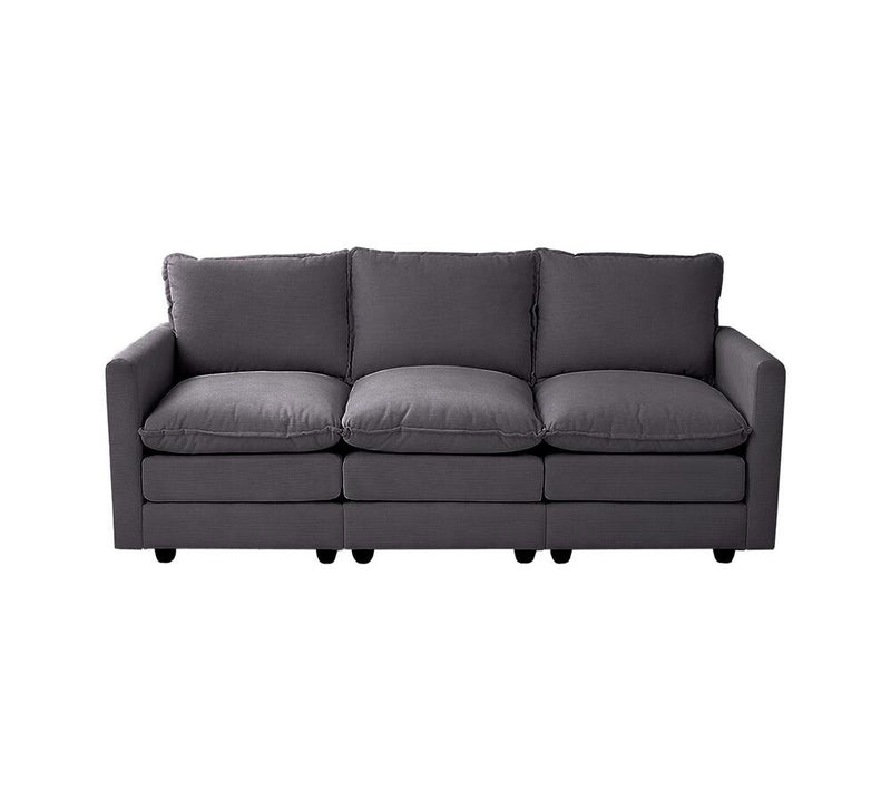 Oikiture 3 Seater Sofa Couch Lounge Thick Cushion Futon Corduroy Grey