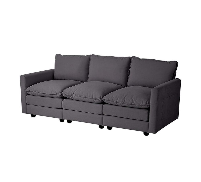 Oikiture 3 Seater Sofa Couch Lounge Thick Cushion Futon Corduroy Grey