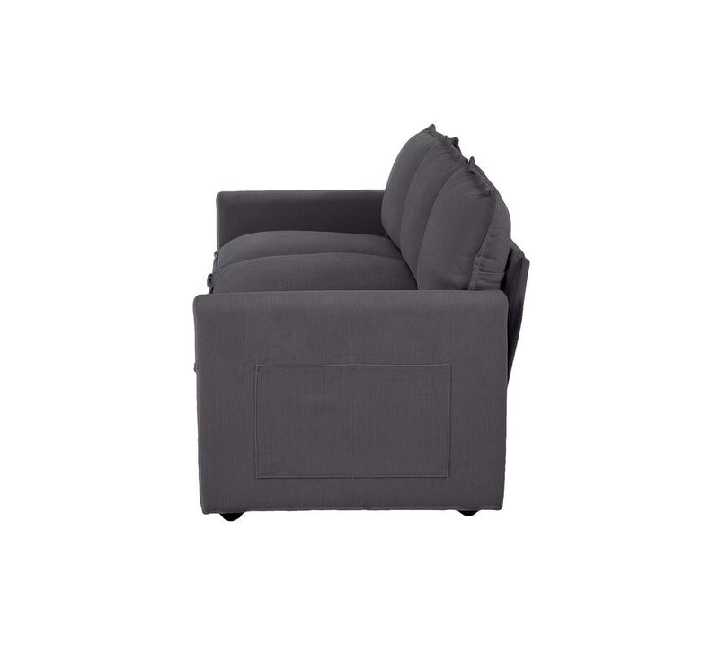 Oikiture 3 Seater Sofa Couch Lounge Thick Cushion Futon Corduroy Grey