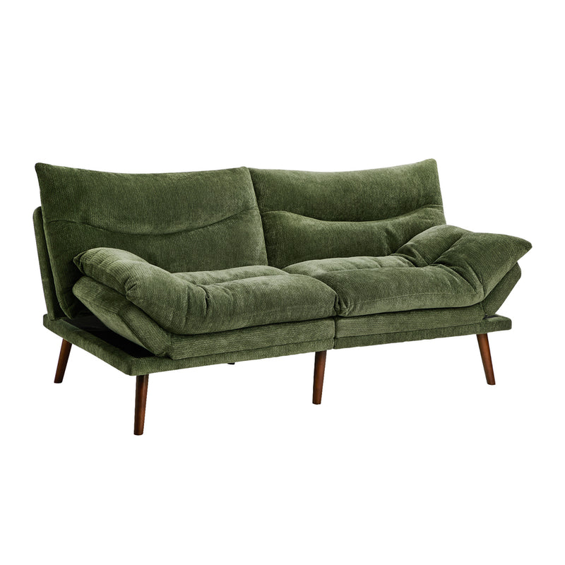 Oikiture 3 Seater Sofa Bed Recliner Convertible Chenille Green Beds