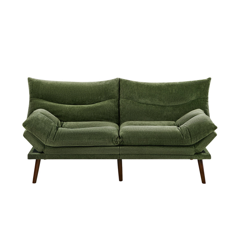 Oikiture 3 Seater Sofa Bed Recliner Convertible Chenille Green Beds