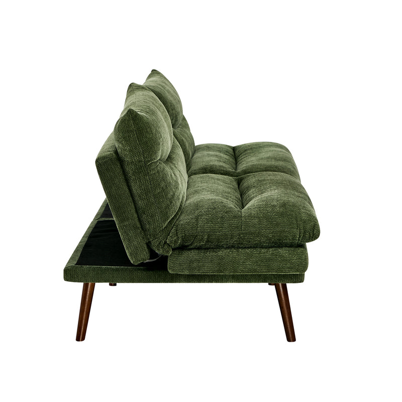 Oikiture 3 Seater Sofa Bed Recliner Convertible Chenille Green Beds