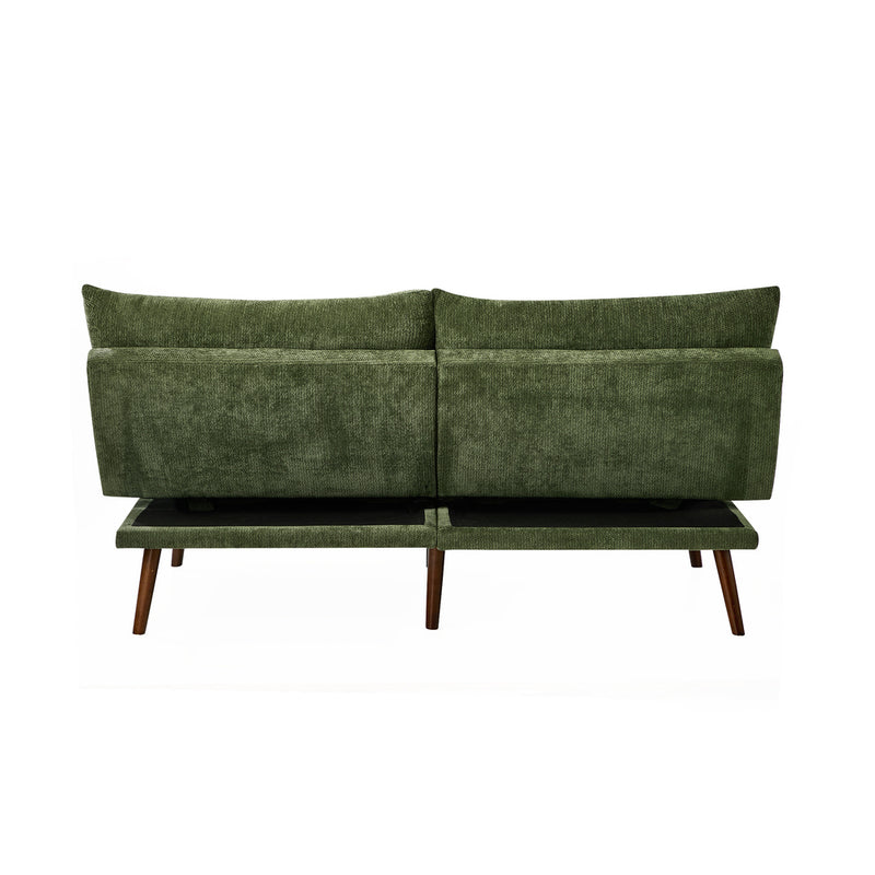 Oikiture 3 Seater Sofa Bed Recliner Convertible Chenille Green Beds
