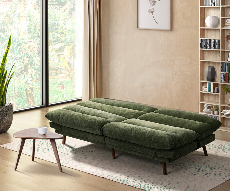 Oikiture 3 Seater Sofa Bed Recliner Convertible Chenille Green Beds