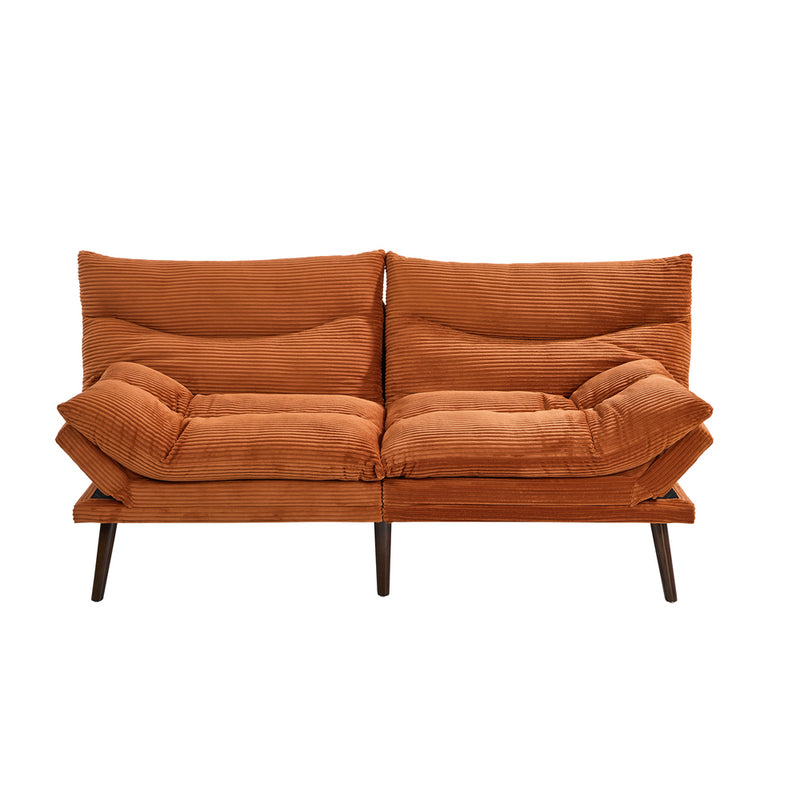 Oikiture Sofa Bed Recliner Couch Convertible Corduroy Burnt Orange