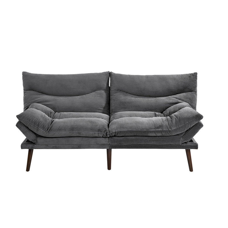 Oikiture 3 Seater Sofa Bed Recliner Convertible Corduroy Grey