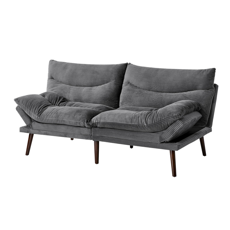 Oikiture 3 Seater Sofa Bed Recliner Convertible Corduroy Grey